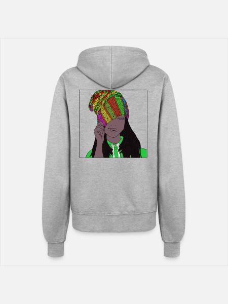 Dame mit Mütze - Frauen Kapuzenjacke - Grau meliert