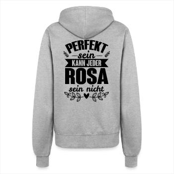 Rosa - Perfekt Sein Kann Jeder Rosa Sein Nicht - Frauen Kapuzenjacke - Grau meliert - Hinten - Maraike (178cm)