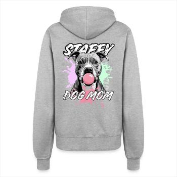 Staffordshire Terrier Dog Mom Funny Design - Women’s Hooded Jacket - heather grey - Back - Maraike (178cm)