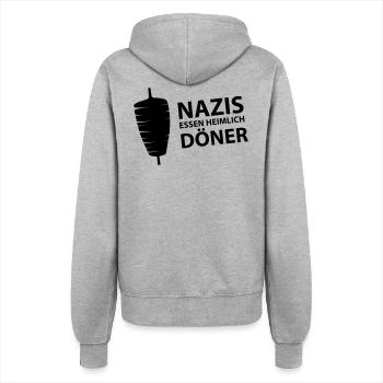 Nazis essen heimlich Döner (dh) - Frauen Kapuzenjacke - Grau meliert - Hinten - Maraike (178cm)