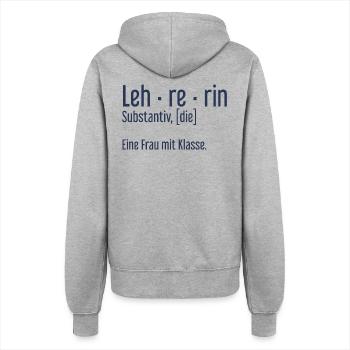 Lehrerin Lehrerinnen Schule Pädagogin Unterricht - Frauen Kapuzenjacke - Grau meliert - Hinten - Maraike (178cm)