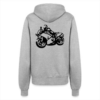Motorradfahrer - Frauen Kapuzenjacke - Grau meliert - Hinten - Maraike (178cm)