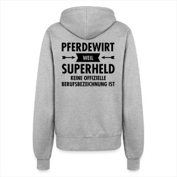 Pferdewirt Superheld - Women’s Hooded Jacket - heather grey - Back - Maraike (178cm)