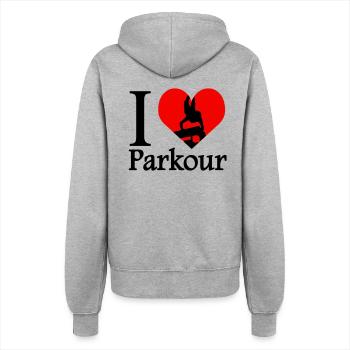 J'aime Parkour / traceur du coeur I - Veste à capuche Femme - gris chiné - Dos - Maraike (178cm)