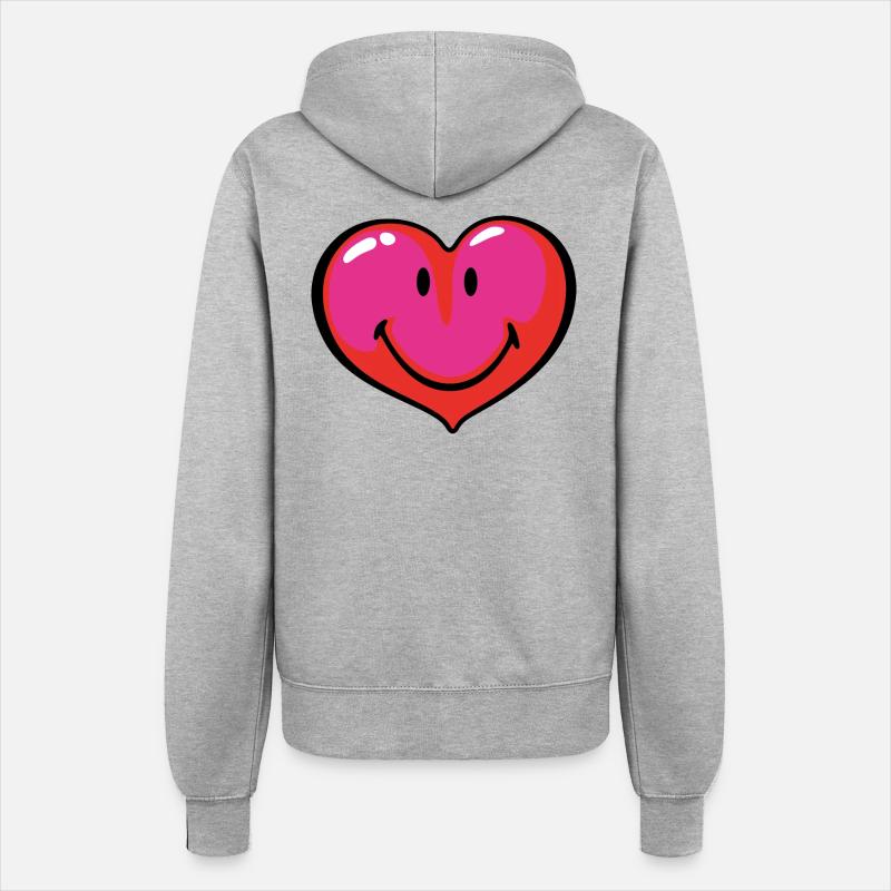 Smiley Heart - Hættejakke til damer - grå meleret