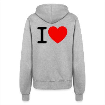 I LOVE Herz // Liebe // Valentinstag // Geburtstag - Frauen Kapuzenjacke - Grau meliert - Hinten - Maraike (178cm)
