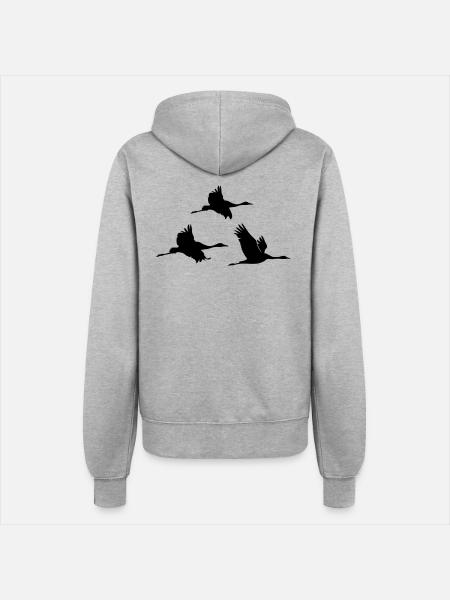 Kraniche - Frauen Kapuzenjacke - Grau meliert