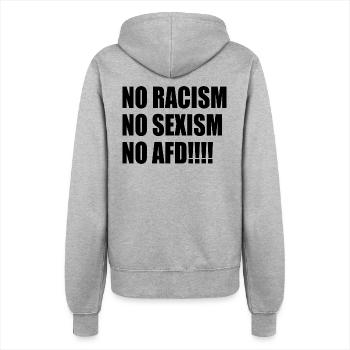 no racism no sexism no afd - Women’s Hooded Jacket - heather grey - Back - Maraike (178cm)