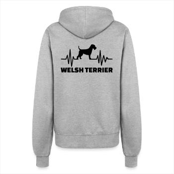 Welsh Terrier - Frauen Kapuzenjacke - Grau meliert - Hinten - Maraike (178cm)