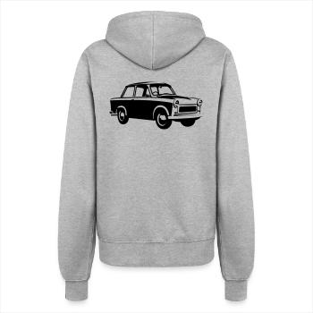 Trabi 601 Coupé - Frauen Kapuzenjacke - Grau meliert - Hinten - Maraike (178cm)