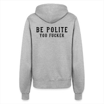 Be Polite - You Fucker - Frauen Kapuzenjacke - Grau meliert - Hinten - Maraike (178cm)