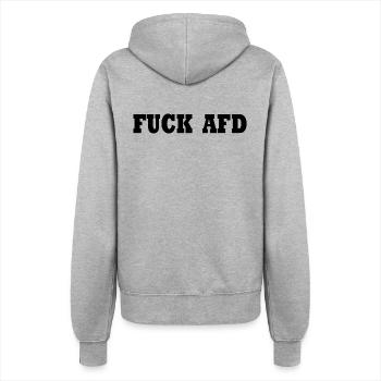 Fuck afd - Frauen Kapuzenjacke - Grau meliert - Hinten - Maraike (178cm)
