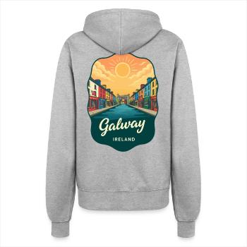 Galway Ireland Vintage Sunset Reiseabzeichen - Frauen Kapuzenjacke - Grau meliert - Hinten - Maraike (178cm)