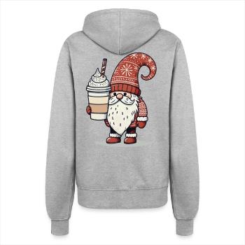 Weihnachtsgnom Mit Kaffee Wichtel - Frauen Kapuzenjacke - Grau meliert - Hinten - Maraike (178cm)