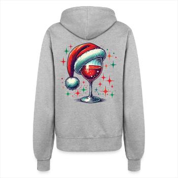 Weihnachtlicher Weingenuss Mit Glanz - Frauen Kapuzenjacke - Grau meliert - Hinten - Maraike (178cm)