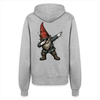 Gartenzwerg Dab – Lustiger Zwerg - Frauen Kapuzenjacke - Grau meliert - Hinten - Maraike (178cm)