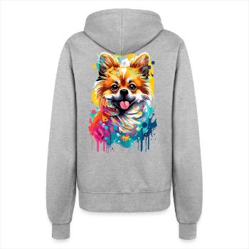 Deutscher Spitz - Zwergspitz Pomeranian Hund - Frauen Kapuzenjacke - Grau meliert - Hinten - Maraike (178cm)