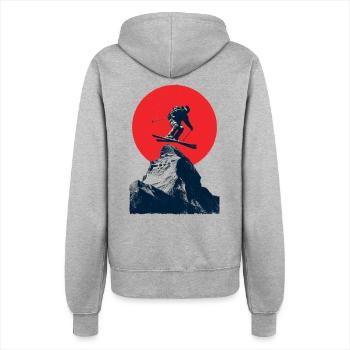 Skisprung über Felsgipfel - Frauen Kapuzenjacke - Grau meliert - Hinten - Maraike (178cm)