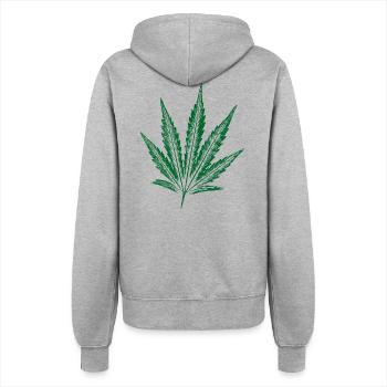 Cannabis Blatt - Frauen Kapuzenjacke - Grau meliert - Hinten - Maraike (178cm)