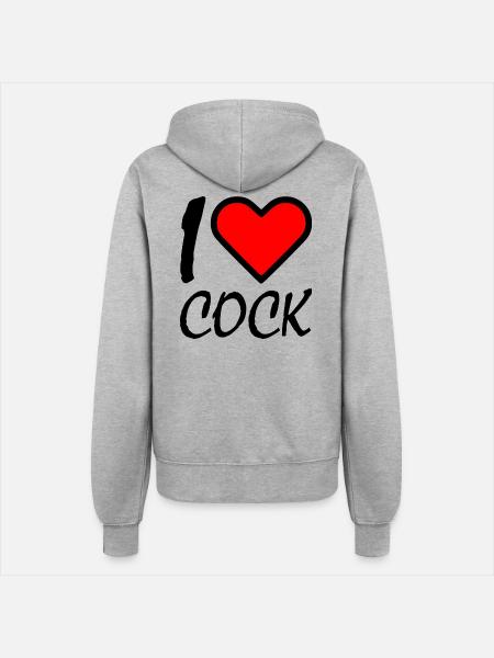 I love cock - Frauen Kapuzenjacke - Grau meliert