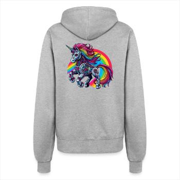 Cyborg Unicorn with Rainbow - Women’s Hooded Jacket - heather grey - Back - Maraike (178cm)