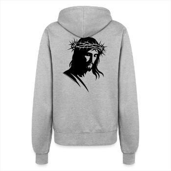 Silhouette du Christ Jésus - Veste à capuche Femme - gris chiné - Dos - Maraike (178cm)