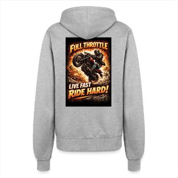 Full throttle: Motorcycle Fire - Women’s Hooded Jacket - heather grey - Back - Maraike (178cm)