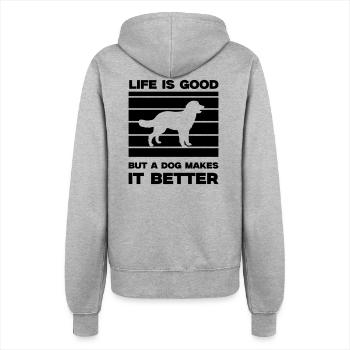 hund life is good - Frauen Kapuzenjacke - Grau meliert - Hinten - Maraike (178cm)