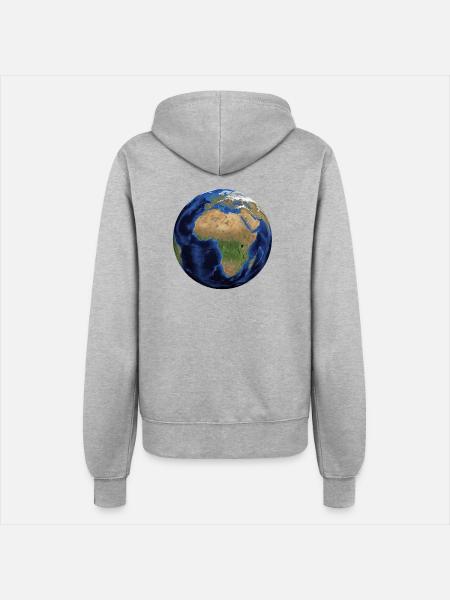 Weltkugel. Geschenkidee - Frauen Kapuzenjacke - Grau meliert