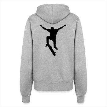 Skateboarder # 2 - Frauen Kapuzenjacke - Grau meliert - Hinten - Maraike (178cm)