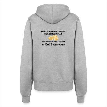 Käse überbacken Käseliebe Spruch Geschenk Motto - Frauen Kapuzenjacke - Grau meliert - Hinten - Maraike (178cm)