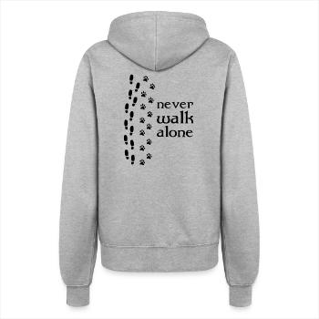 559 Hund never walk alone b - Frauen Kapuzenjacke - Grau meliert - Hinten - Maraike (178cm)