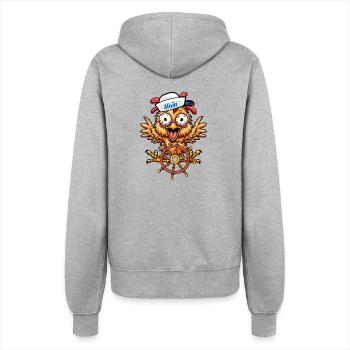 verrücktes lustiges Huhn Steuermann maritim - Frauen Kapuzenjacke - Grau meliert - Hinten - Maraike (178cm)