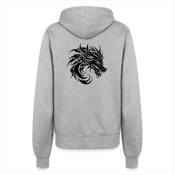 Gefährlicher fauchender Tattoo Style Drachen Kopf - Frauen Kapuzenjacke - Grau meliert - Hinten - Maraike (178cm)
