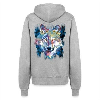 Polygon Wolf - Beau loup gris en bleu - Veste à capuche Femme - gris chiné - Dos - Maraike (178cm)