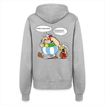 Asterix & Obelix Sprechblasen - Frauen Kapuzenjacke - Grau meliert - Hinten - Maraike (178cm)