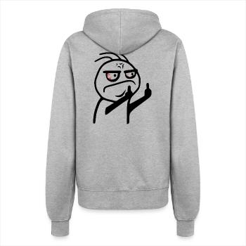 Mittelfinger Meme Fick dich Strichmännchen - Frauen Kapuzenjacke - Grau meliert - Hinten - Maraike (178cm)
