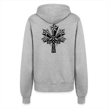 Keltisches Kreuz 5 Sterne - Frauen Kapuzenjacke - Grau meliert - Hinten - Maraike (178cm)