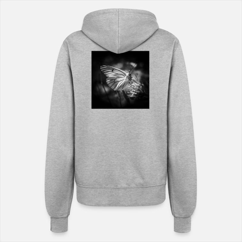 Papillon gros plan affiche noir et blanc - Veste à capuche Femme - gris chiné