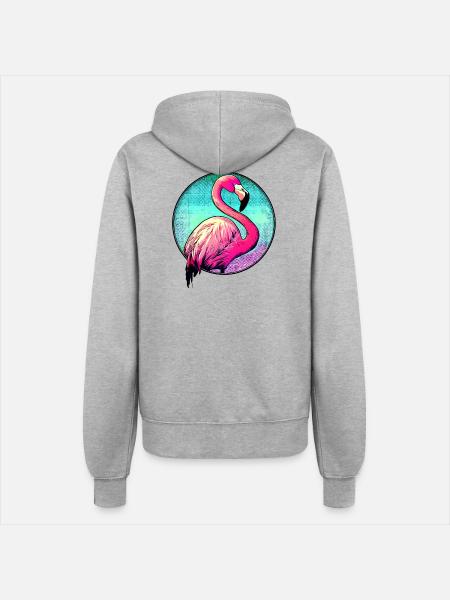 Flamingo - Frauen Kapuzenjacke - Grau meliert