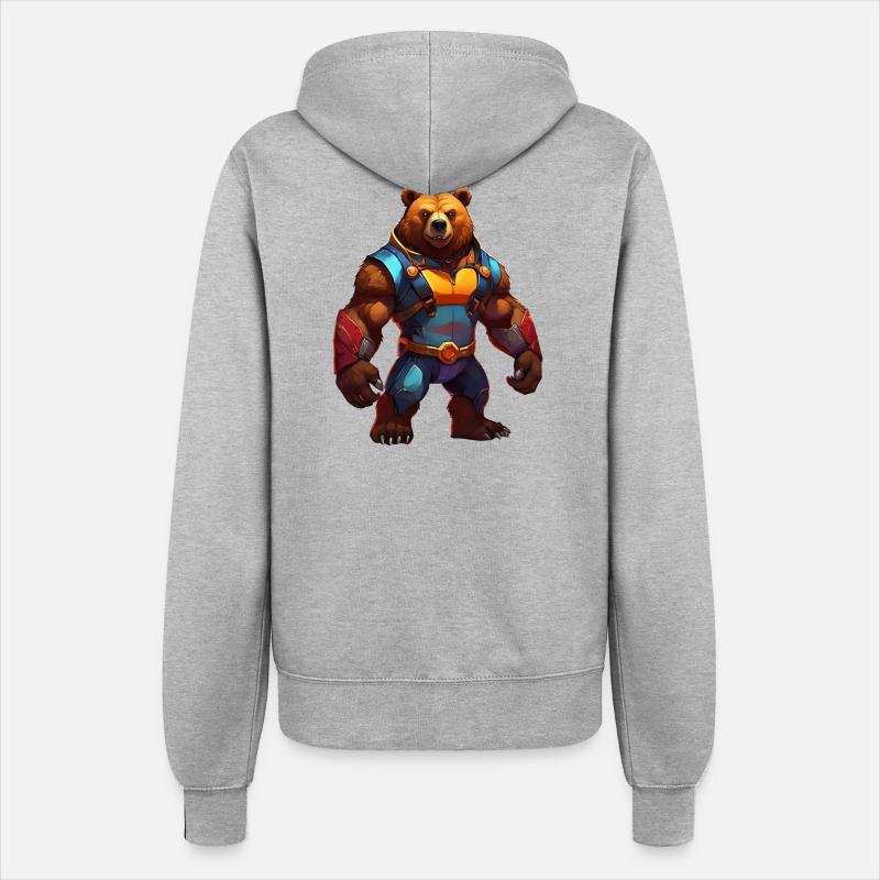 Futuristic Warrior Bear - Women’s Hooded Jacket - heather grey