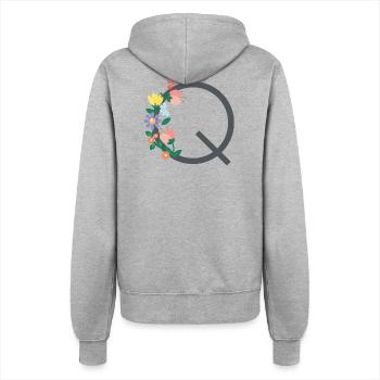 Elegant letter 'Q' with flowers - Women’s Hooded Jacket - heather grey - Back - Maraike (178cm)