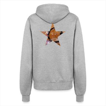 Star - Five Prongs - Symbol - Monoprint - Circle - Women’s Hooded Jacket - heather grey - Back - Maraike (178cm)