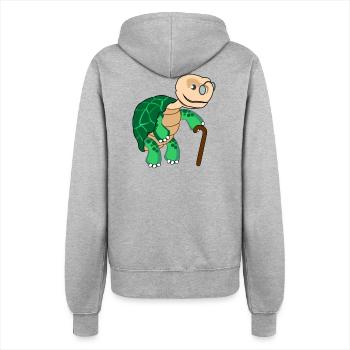 Slow turtle with glasses and walking stick - Women’s Hooded Jacket - heather grey - Back - Maraike (178cm)