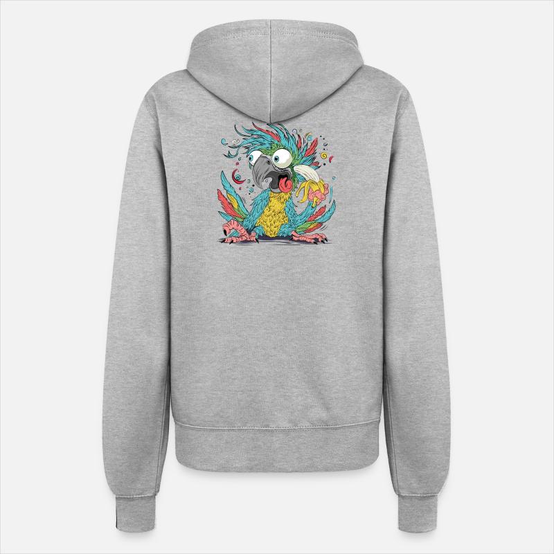 Cuclillo Perroquet Conception de dessin ludique | Coloré - Veste à capuche Femme - gris chiné
