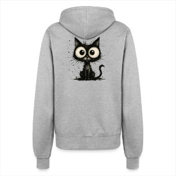 Funny black cat with big eyes – splash - Women’s Hooded Jacket - heather grey - Back - Maraike (178cm)