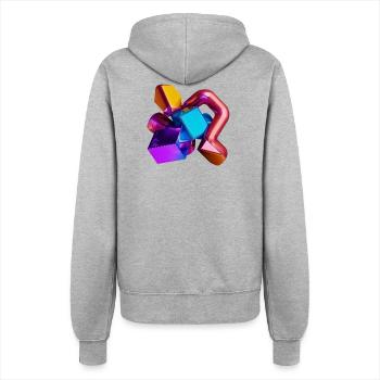 Abstrakte 3D Geometrie Formen bunt - Frauen Kapuzenjacke - Grau meliert - Hinten - Maraike (178cm)