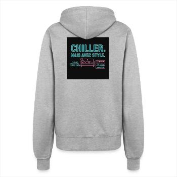 Chill, aber mit Neon-Style - Frauen Kapuzenjacke - Grau meliert - Hinten - Maraike (178cm)