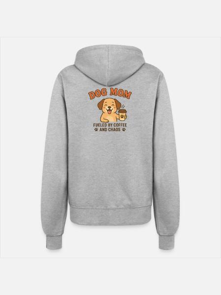 Hunde-Mutti Kaffeechaos - Frauen Kapuzenjacke - Grau meliert