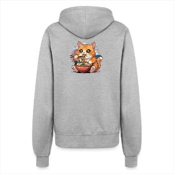 Chat ramen kawaii Mont Fuji - Veste à capuche Femme - gris chiné - Dos - Maraike (178cm)